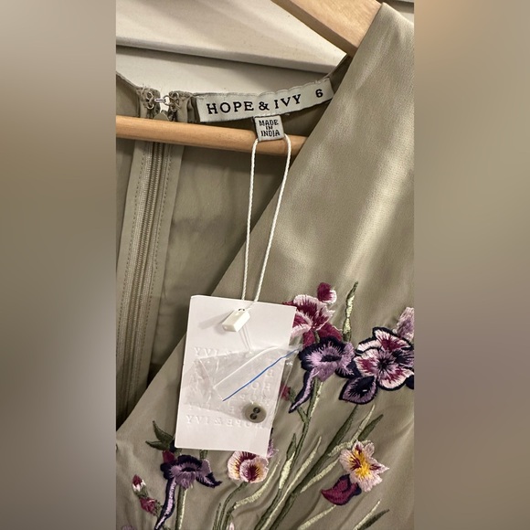 Hope & Ivy Embroidered Sage Dress - Picture 2 of 3